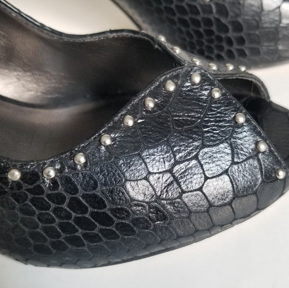 Talbots Black Textured Open Toe Heels, Size 8B - Picture 8 of 12
